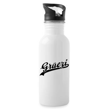 Grüezi | Grueezi | Schweiz | Swiss | Gruss | Hallo - Water bottle with straw - white - Right