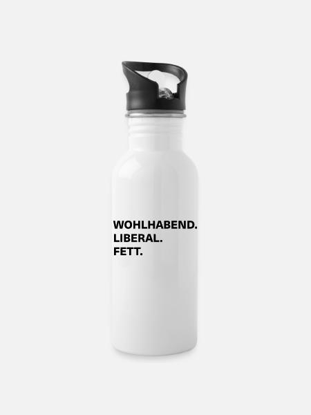 wohlhabend liberal fett - Trinkflasche mit integriertem Trinkhalm - Weiß