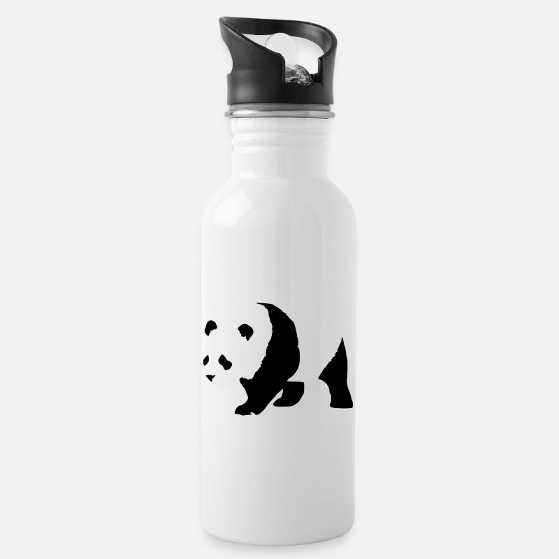 panda - Water bottle with straw - white