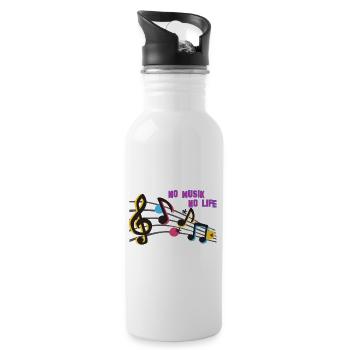 Musical symbols - Water bottle with straw - white - Right