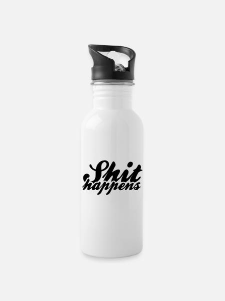 Shit Happens and Politics - Water bottle with straw - white