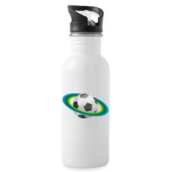 Fußball Ringe, Soccer, - Trinkflasche mit integriertem Trinkhalm - Weiß - Rechts