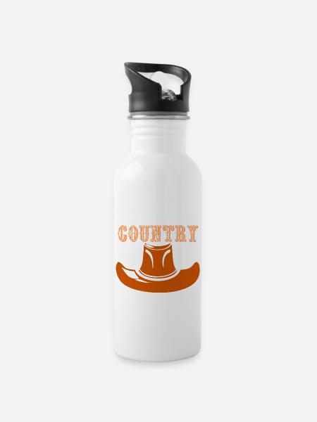 Country - Trinkflasche mit integriertem Trinkhalm - Weiß