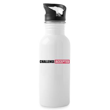 Challenge Accepted Text Design - Water bottle with straw - white - Right