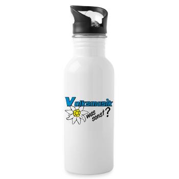 Volksmusik Edelweiß Emblem - Trinkflasche mit integriertem Trinkhalm - Weiß - Rechts
