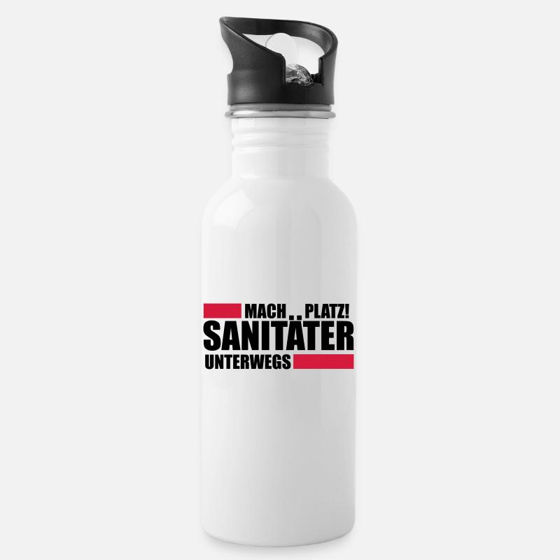 Sanitäter T-Shirt Rettungsdienst Geschenk - Trinkflasche mit integriertem Trinkhalm - Weiß