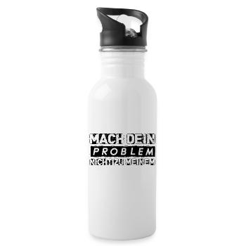 Mach dein PROBLEM nicht zu meinem Spruch Geschenk - Trinkflasche mit integriertem Trinkhalm - Weiß - Rechts