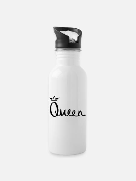 Queen - Water bottle with straw - white