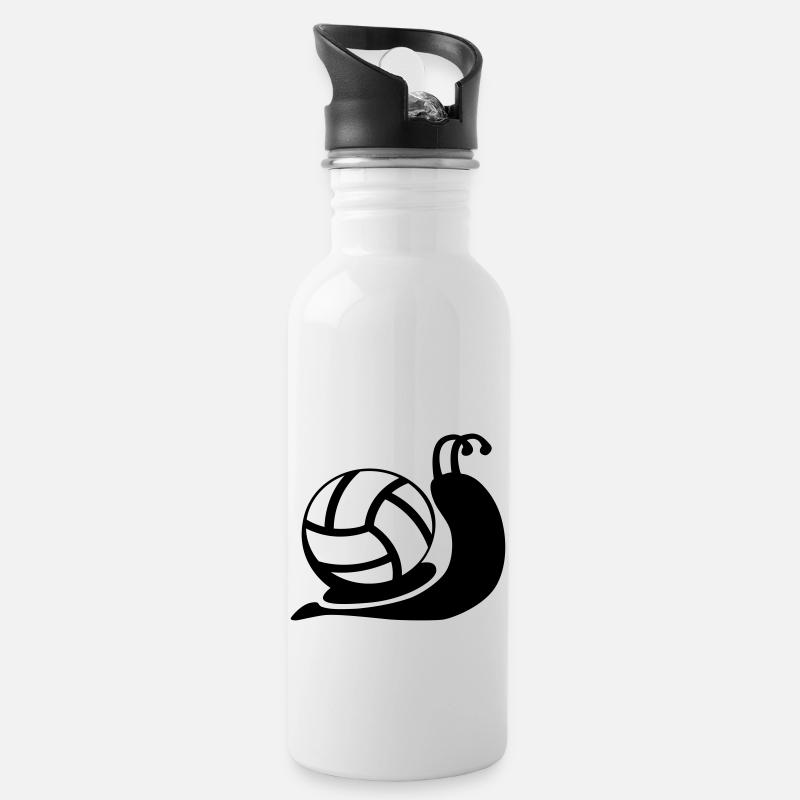 Volleyball Schnecke - Trinkflasche mit integriertem Trinkhalm - Weiß