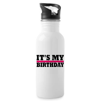 Geburtstag - Trinkflasche mit integriertem Trinkhalm - Weiß - Rechts