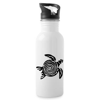 Schildkröte Natur Wild Wildness Geschenk Idee - Trinkflasche mit integriertem Trinkhalm - Weiß - Rechts