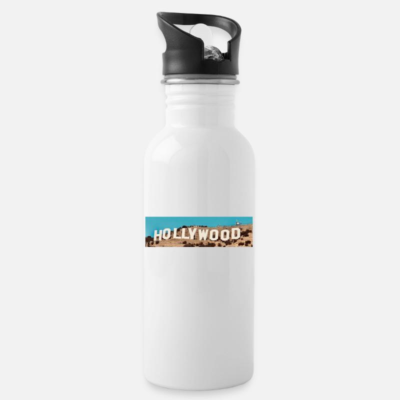 Hollywood - Trinkflasche mit integriertem Trinkhalm - Weiß
