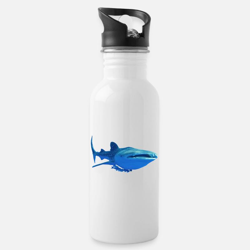 requin baleine4k - Gourde avec paille intégrée - blanc