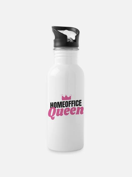Team Homeoffice Queen - Digital Video Homework - Water bottle with straw - white