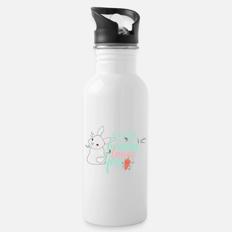Some Rabbit Loves You - Trinkflasche mit integriertem Trinkhalm - Weiß