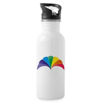 Regenbogen Muschelbogen - Trinkflasche mit integriertem Trinkhalm - Weiß - Rechts