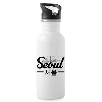 Seoul Korea Südkorea Koreanisch Stadt K-Pop - Trinkflasche mit integriertem Trinkhalm - Weiß - Rechts