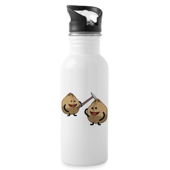 Coconut Nut Nuts Crack Hammer Fantasy - Water bottle with straw - white - Right