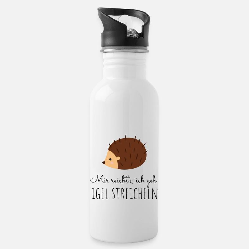Igel streicheln - Trinkflasche mit integriertem Trinkhalm - Weiß