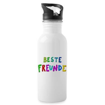 Beste Freunde Farbexplosion - Trinkflasche mit integriertem Trinkhalm - Weiß - Rechts