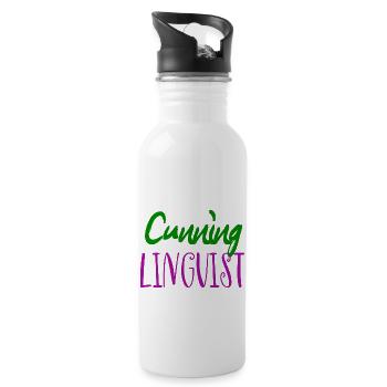 Cunning linguist: a cheeky lesbian wordplay joke - Water bottle with straw - white - Right