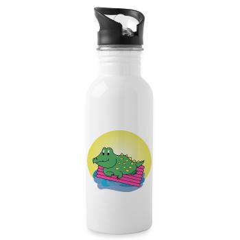 Kai Crocodile - Gift - Gift Idea - Water bottle with straw - white - Right