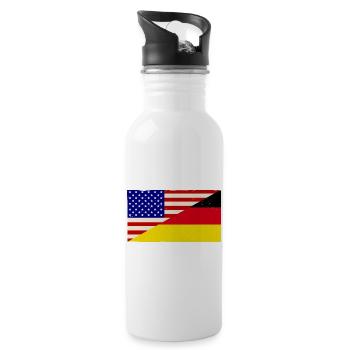 Germany and USA Vintage Flag - Water bottle with straw - white - Right