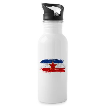 Jugoslawien Vintage Flagge - Trinkflasche mit integriertem Trinkhalm - Weiß - Rechts