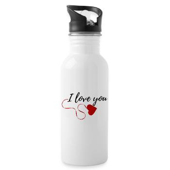 I love you - Trinkflasche mit integriertem Trinkhalm - Weiß - Rechts