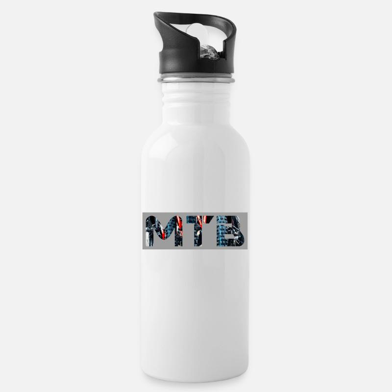 MTB - Trinkflasche mit integriertem Trinkhalm - Weiß