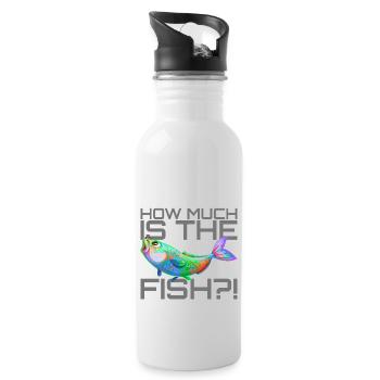 Wieviel kostet der Fisch? | How much is the fish? - Trinkflasche mit integriertem Trinkhalm - Weiß - Rechts