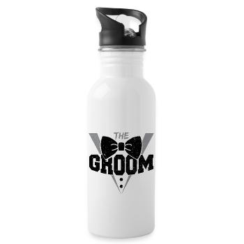 The Groom - Ehe - Trinkflasche mit integriertem Trinkhalm - Weiß - Rechts