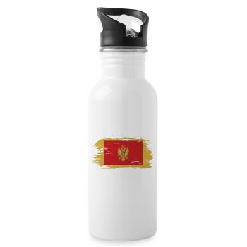 Montenegro Vintage Flagge - Trinkflasche mit integriertem Trinkhalm - Weiß - Rechts