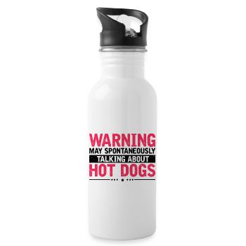 Day and Night Hot Dog Food Gift FastFood - Water bottle with straw - white - Right