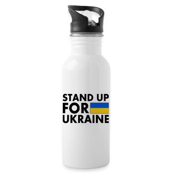 Stand up for ukraine - Water bottle with straw - white - Right