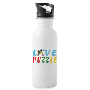 Liebe Puzzle - Trinkflasche mit integriertem Trinkhalm - Weiß - Rechts