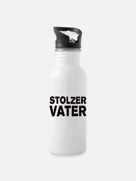 Stolzer Vater - Trinkflasche mit integriertem Trinkhalm - Weiß