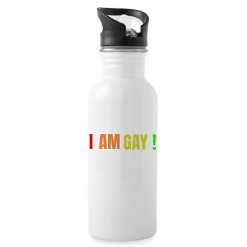 JE SUIS GAY! - Gourde avec paille intégrée - blanc - Droite