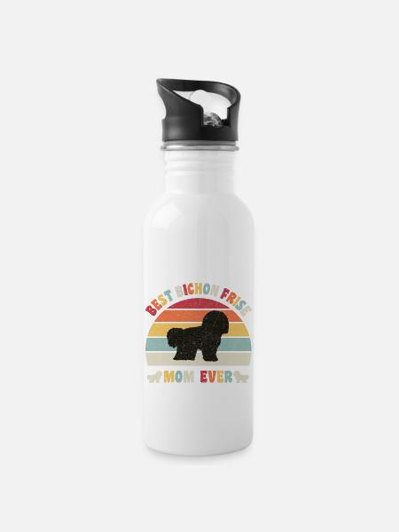 Best Bichon Frise mom ever dog lovers vintage - Trinkflasche mit integriertem Trinkhalm - Weiß