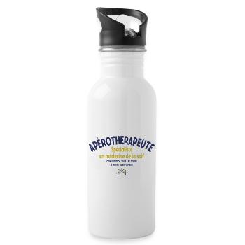 APEROTHERAPEUTE HUMOUR APÉRO - Gourde avec paille intégrée - blanc - Droite