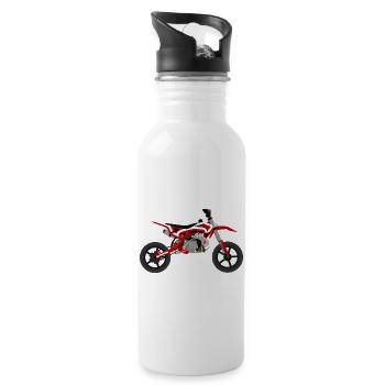 super Moto Rouge Blanc - Gourde avec paille intégrée - blanc - Droite