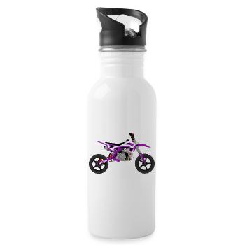 super Moto Violet Blanc - Gourde avec paille intégrée - blanc - Droite