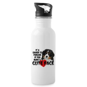 Berner Sennenhund - Trinkflasche mit integriertem Trinkhalm - Weiß - Rechts