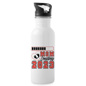Mama loading 2023, werdende Mutter 2023 - Trinkflasche mit integriertem Trinkhalm - Weiß - Rechts