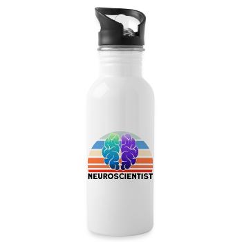 Neurobiology Neuroscientist Gift - Water bottle with straw - white - Right