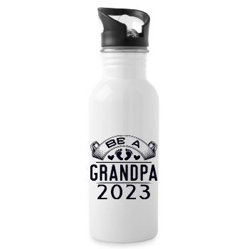 Werdender Opa 2023, 2023 werde ich Opa, 2023 Opa - Trinkflasche mit integriertem Trinkhalm - Weiß - Rechts