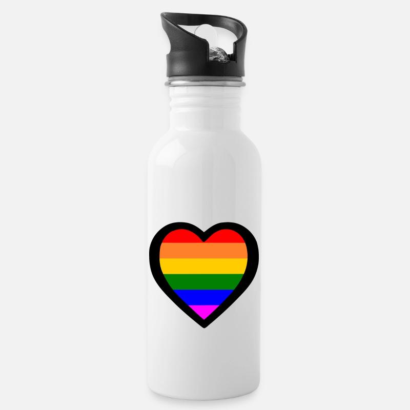 Lgbt - Trinkflasche mit integriertem Trinkhalm - Weiß