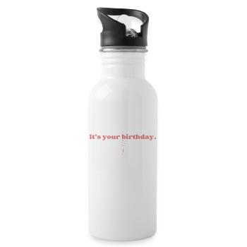 Minimalistisches Geburtstagsgeschenk - Trinkflasche mit integriertem Trinkhalm - Weiß - Rechts