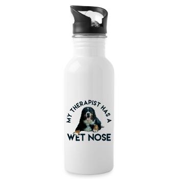 Berner Sennenhund - Trinkflasche mit integriertem Trinkhalm - Weiß - Rechts