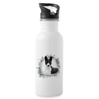 basenji,dog,graffiti,painting - Water bottle with straw - white - Right